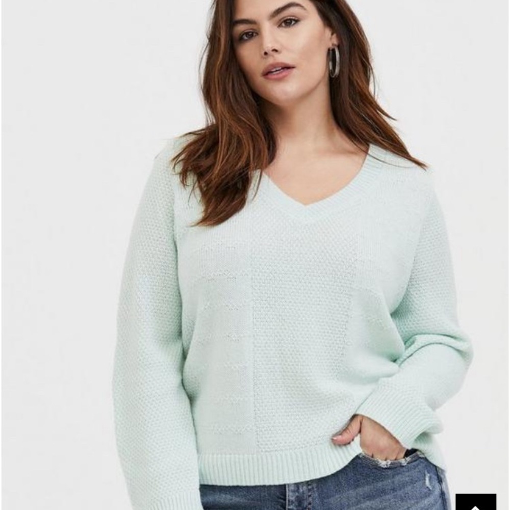 NWT- Torrid Mint Green V Neck Sweater Size 2